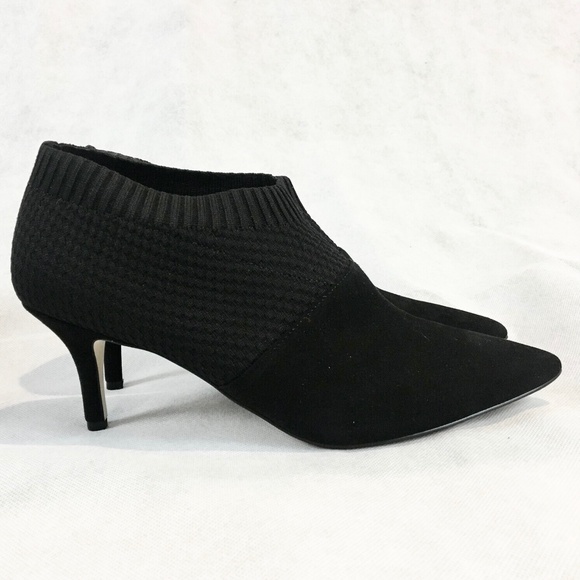 Cole Haan Vanna Shootie Suede Heel Booties Black Fashion Ankle Boots Pointed Toe - Picture 6 of 10